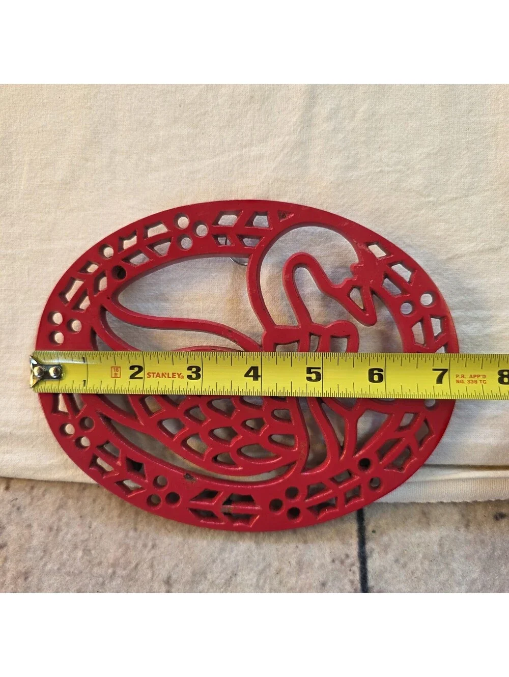 Vintage Red Goose Cast Metal Trivet Rubber Footed Made In Taiwan Kitchen Decor